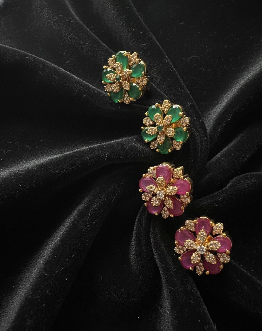 Stone flower earring